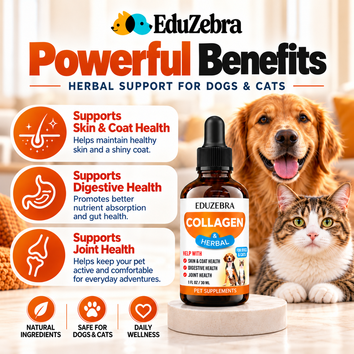 Liquid Collagen for Dogs and Cats, Skin & Coat Supplement