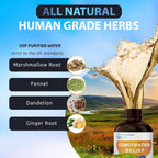 Advertisement for all natural human grade herbs with a bottle of liquid and mountain landscape.