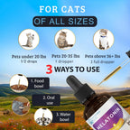 Melatonin product for cats with usage instructions and dropper on a scenic background
